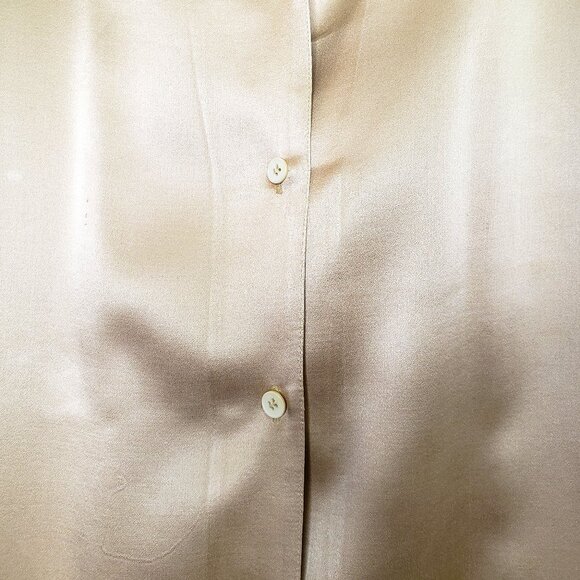 Chaus Short Sleeve Blouse 100% Silk Bronze Color Size 14 - Picture 4 of 6